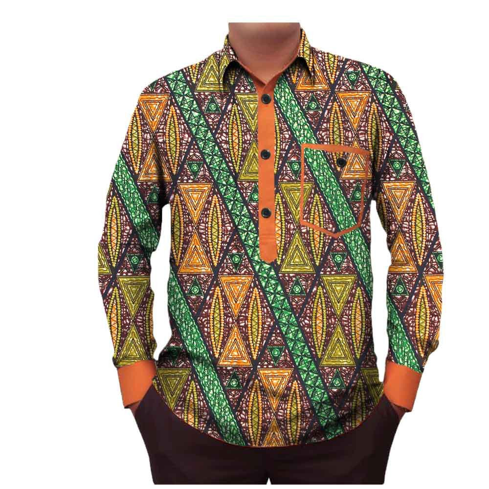 Men's T-shirt with printed batik cotton