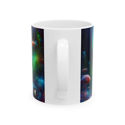 "Medusas brillantes en el mundo submarino encantado" - Taza de cerámica The Alien de 11 oz