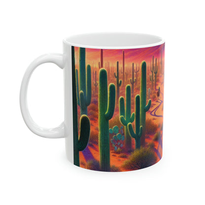 "Pluie rougeoyante : le reflet d'une ville" - La tasse en céramique Alien 11oz Réalisme