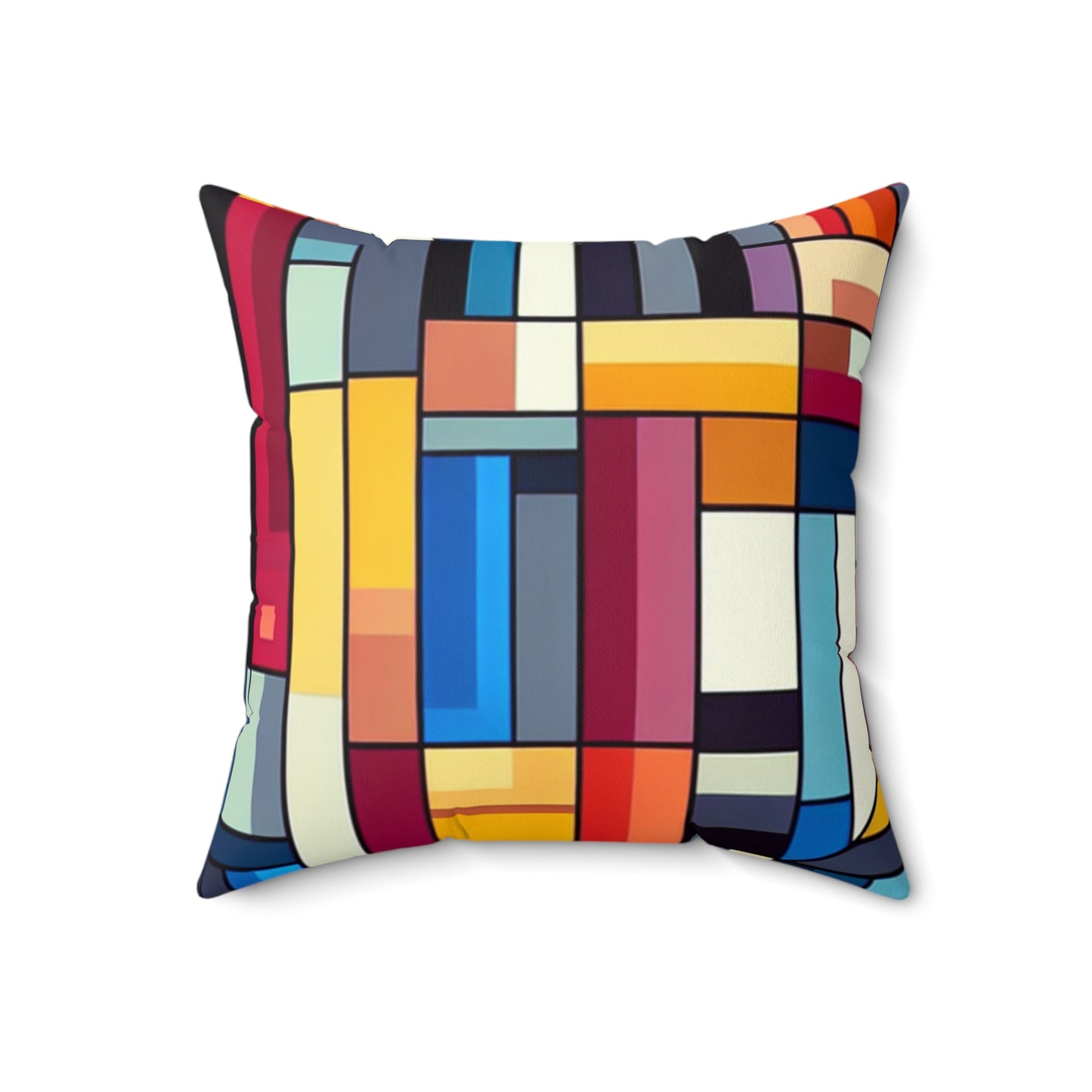 "Futuristic Cityscape: A Geometric Perception"- The Alien Spun Polyester Square Pillow Hard-edge Painting