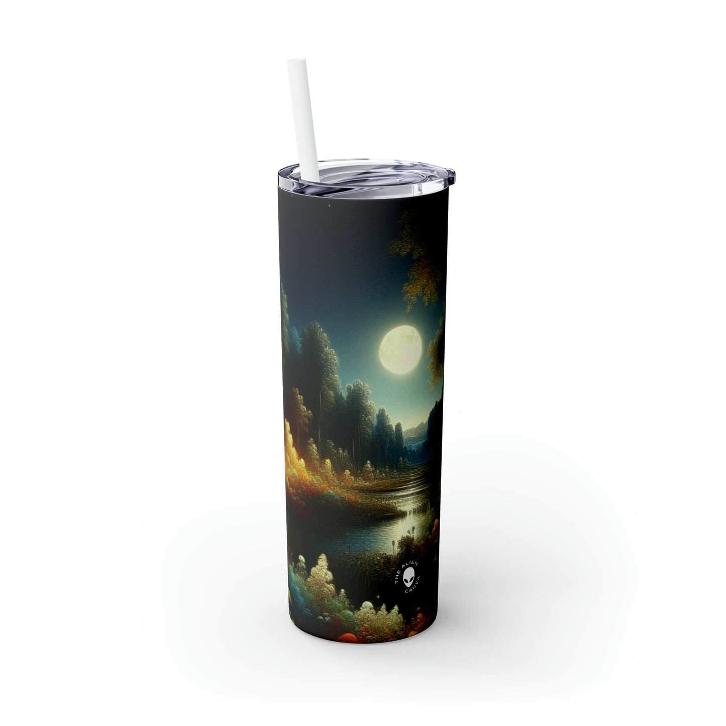 "Light and Dark in the Moonlight" - The Alien Maars® Skinny Tumbler with Straw 20oz Post-Impressionism