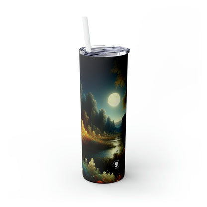 "Light and Dark in the Moonlight" - The Alien Maars® Skinny Tumbler with Straw 20oz Post-Impressionism