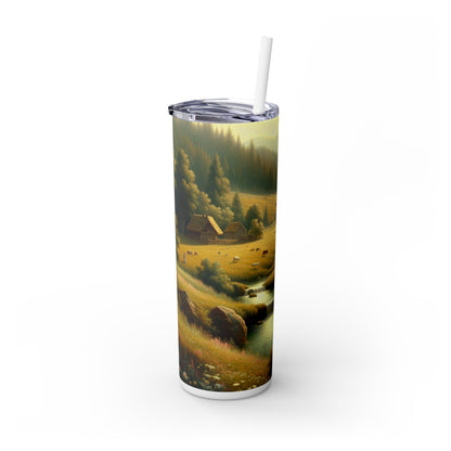 « Marché médiéval : une scène proto-Renaissance » - The Alien Maars® Skinny Tumbler avec paille 20oz Proto-Renaissance