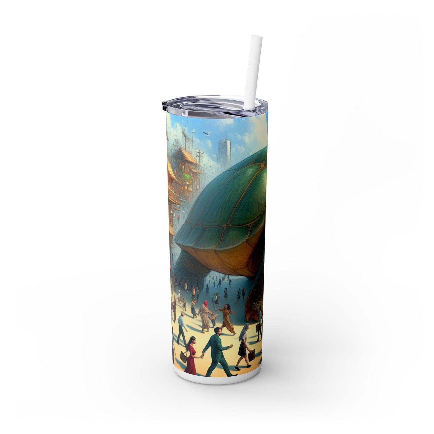 "La merveilleuse tortue dans la ville" - Le verre fin Alien Maars® avec paille 20 oz