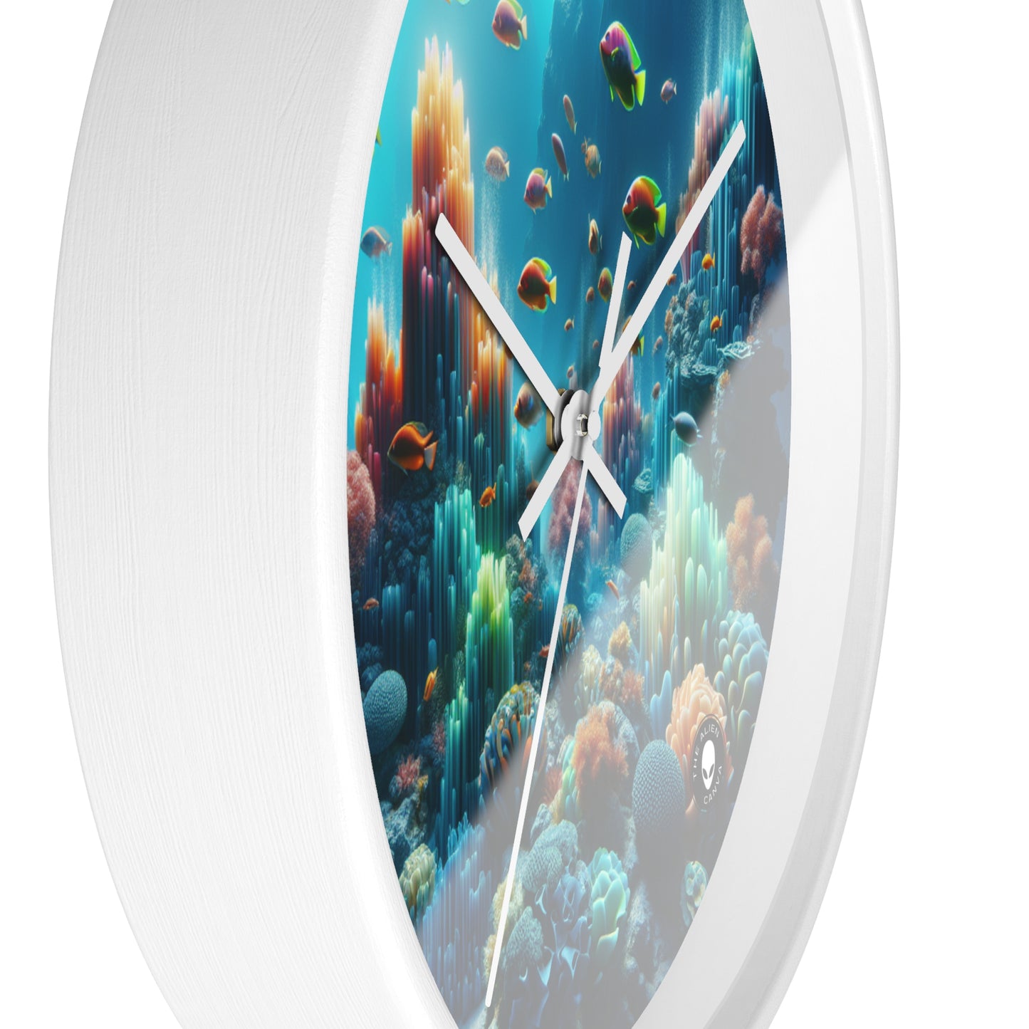 "Neon Reef: una sinfonía surrealista submarina" - El reloj de pared alienígena