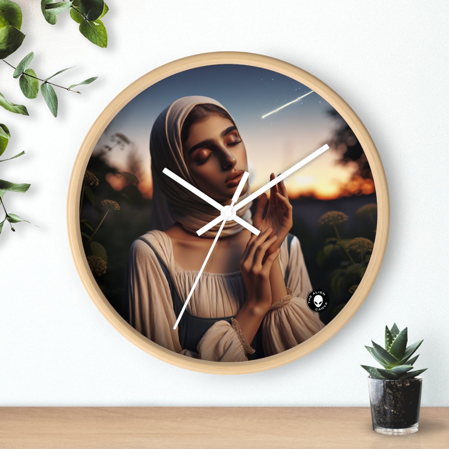 "El resplandor del atardecer dorado" - El reloj de pared extraterrestre Romanticismo