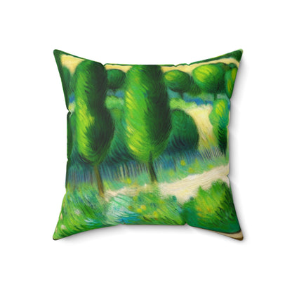 "French Countryside Escape" - The Alien Spun Polyester Square Pillow Post-Impressionism Style