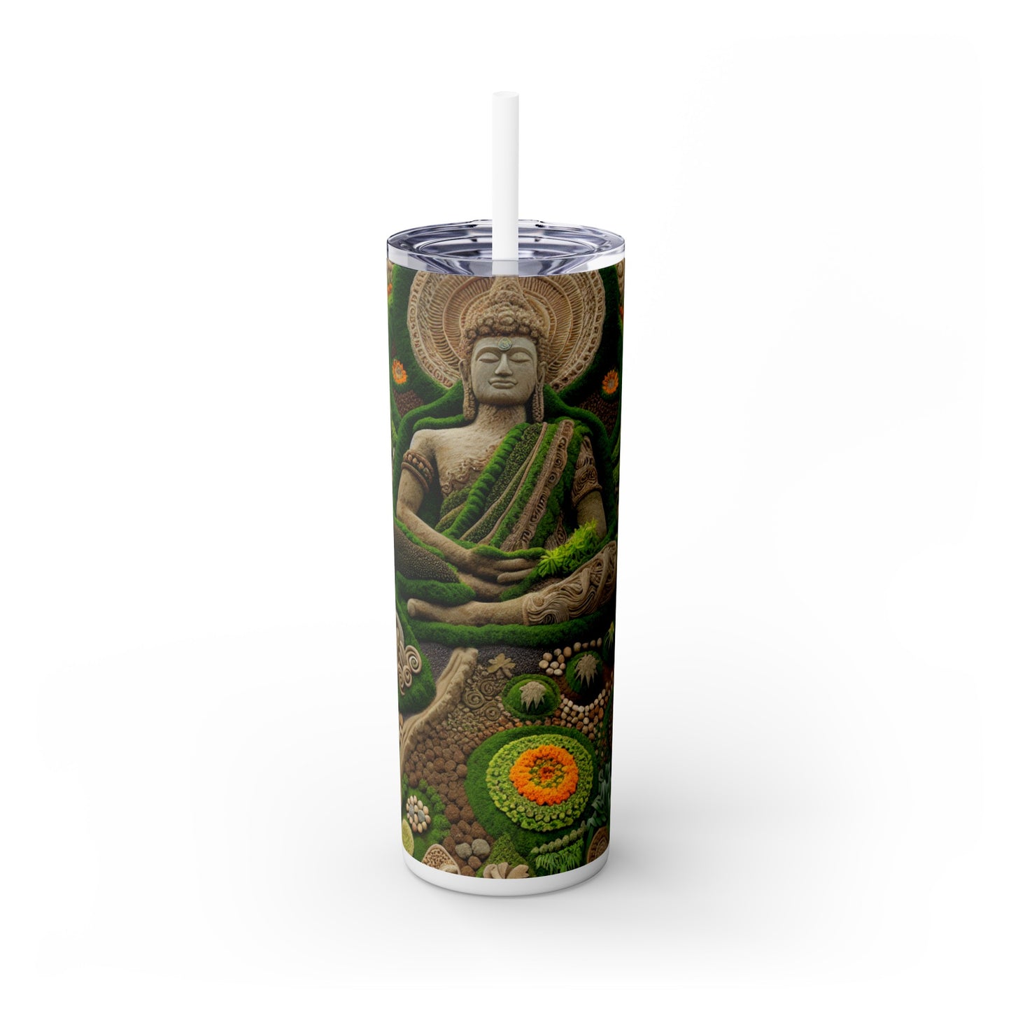 "Forest Mandala: Une harmonie de la nature" - The Alien Maars® Skinny Tumbler avec paille 20oz Earth Art