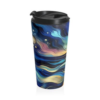 "Midnight Majesty: Abstract Ocean Reflections" - The Alien Stainless Steel Travel Mug