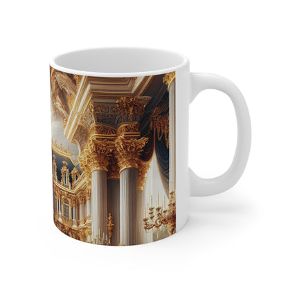 "Regal Splendor : Un palais baroque plaqué or" - La tasse en céramique Alien 11oz de style baroque