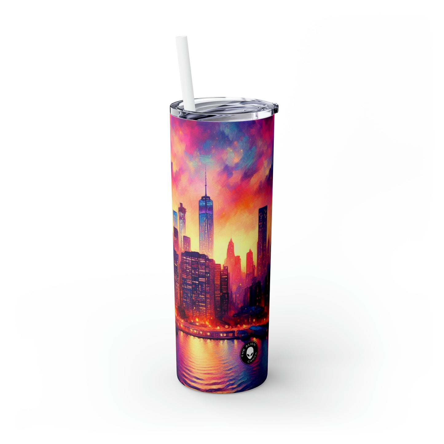 Hidden Oasis: A Spontaneous Impressionism Masterpiece in Vibrant Hues - The Alien Maars® Skinny Tumbler with Straw 20oz Impressionism