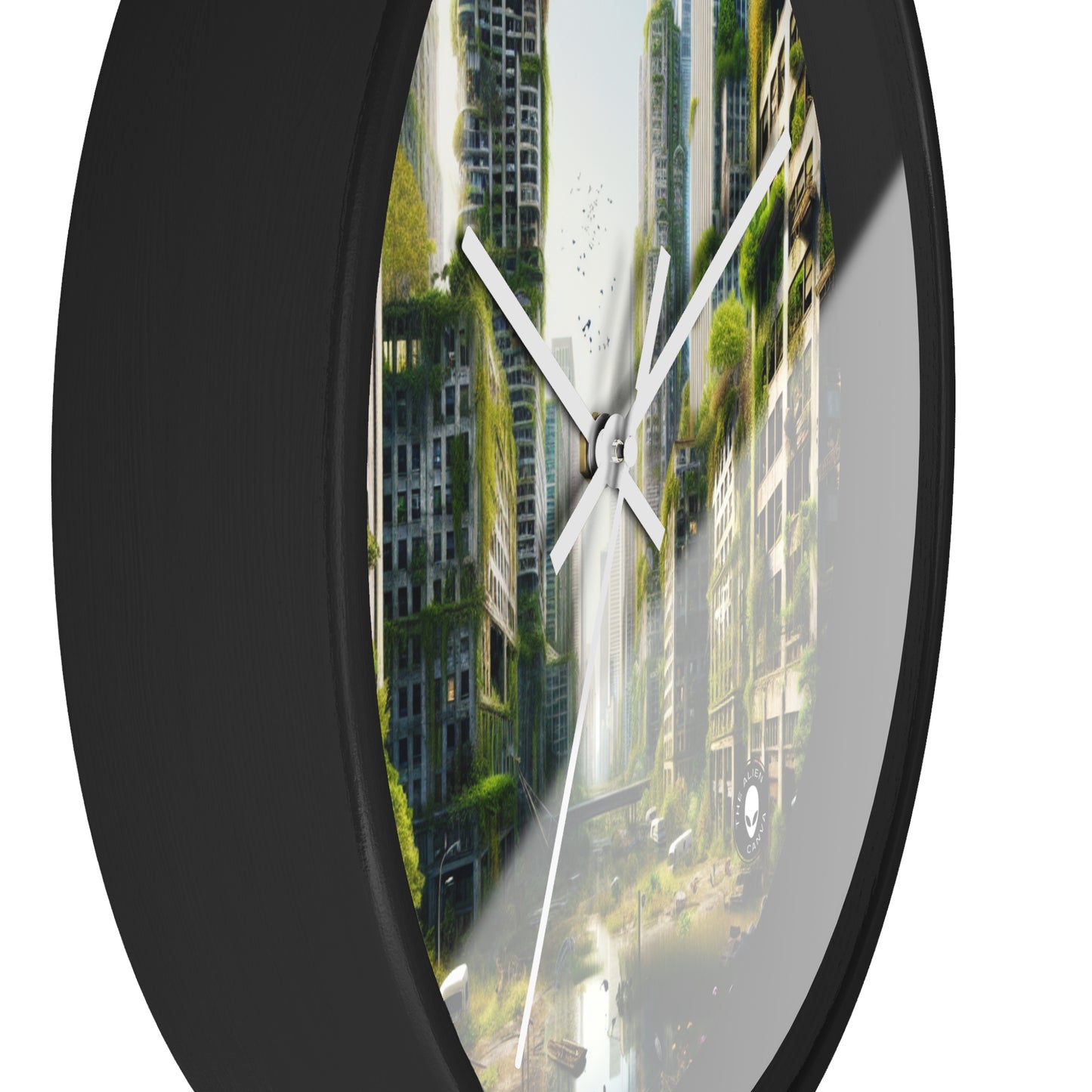 "Nature's Reclamation: A Futuristic Urban Jungle" - The Alien Wall Clock