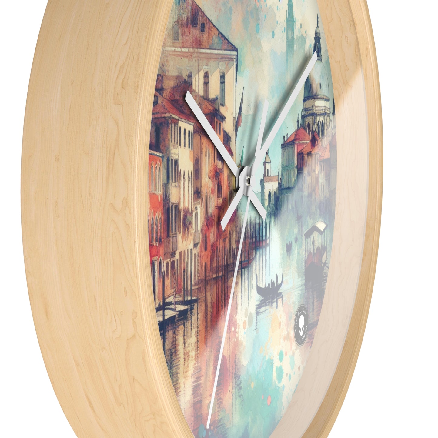 Tranquil Coast: A Serene Watercolor Sunset Painting - The Alien Wall Clock Watercolor Painting