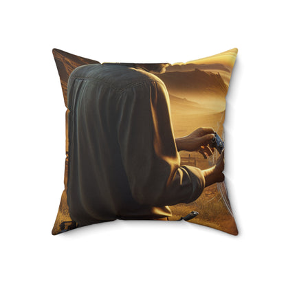 "Eternal Expressions: Portraits of Raw Emotion"- The Alien Spun Polyester Square Pillow Photorealism