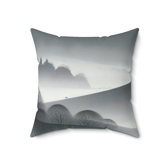 "Grey Tonalism: Hillside in Fog" - The Alien Spun Polyester Square Pillow Tonalism