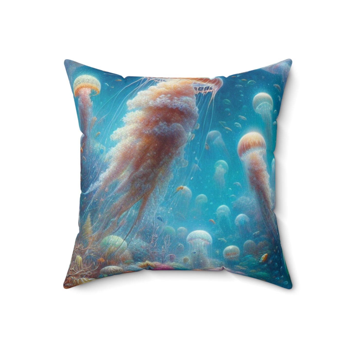 "Jellyfish Dreamland"- The Alien Spun Polyester Square Pillow