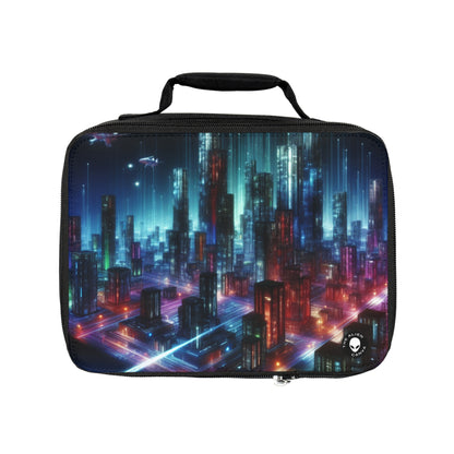 « Neon Skyline : un paysage urbain futuriste » – Le sac à lunch Alien