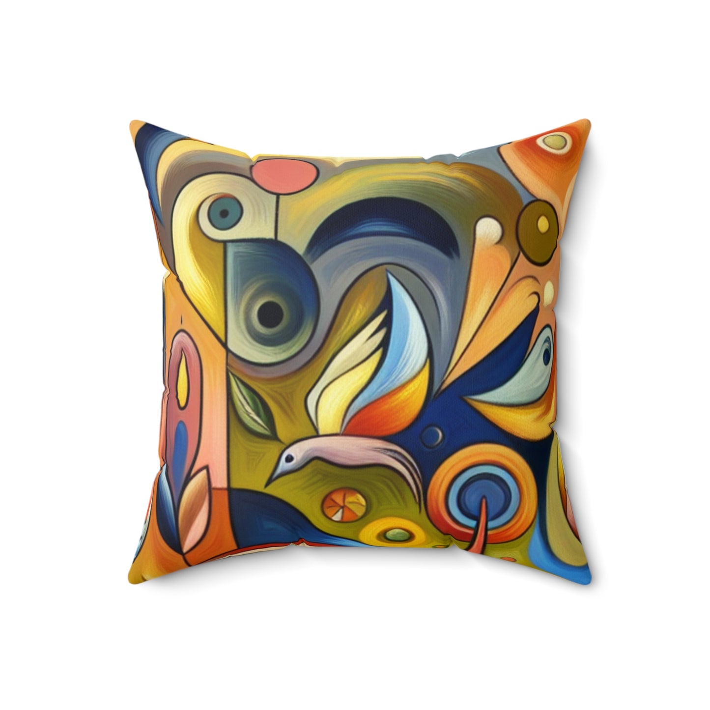 "Tiny Town in a Fishbowl"- The Alien Spun Polyester Square Pillow Naïve Surrealism