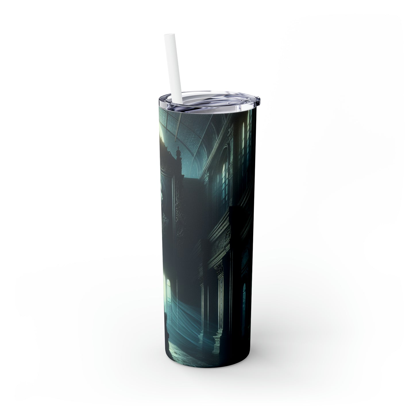 "Moonlight Shadow: A Gothic Portrait" - The Alien Maars® Skinny Tumbler with Straw 20oz Gothic Art Style