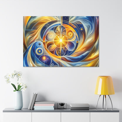 "Divinidad ascendente: un despertar espiritual en una geometría vibrante" - El estilo de arte religioso Alien Canva