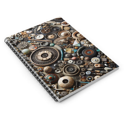 "Nature's Tapestry: Assemblage Art with Found Objects" - The Alien Spiral Notebook (Ruled Line) Assemblage Art