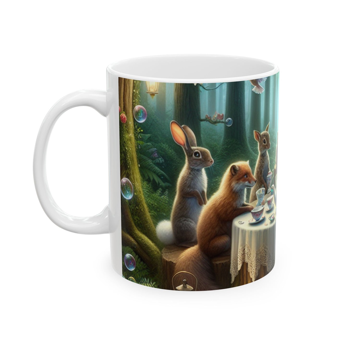 "La hora del té en el bosque encantado": taza de cerámica extraterrestre de 11 oz