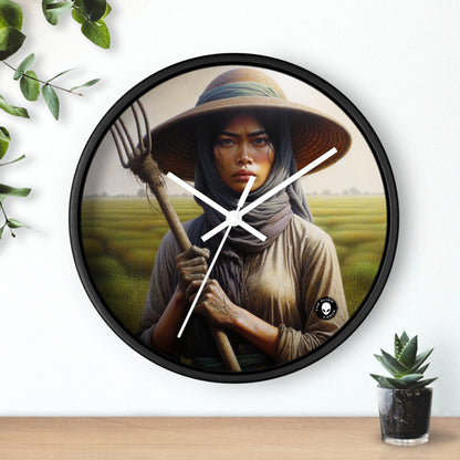 "Farmer in the Fields: A Weathered Reflection" - The Alien Wall Clock Realism