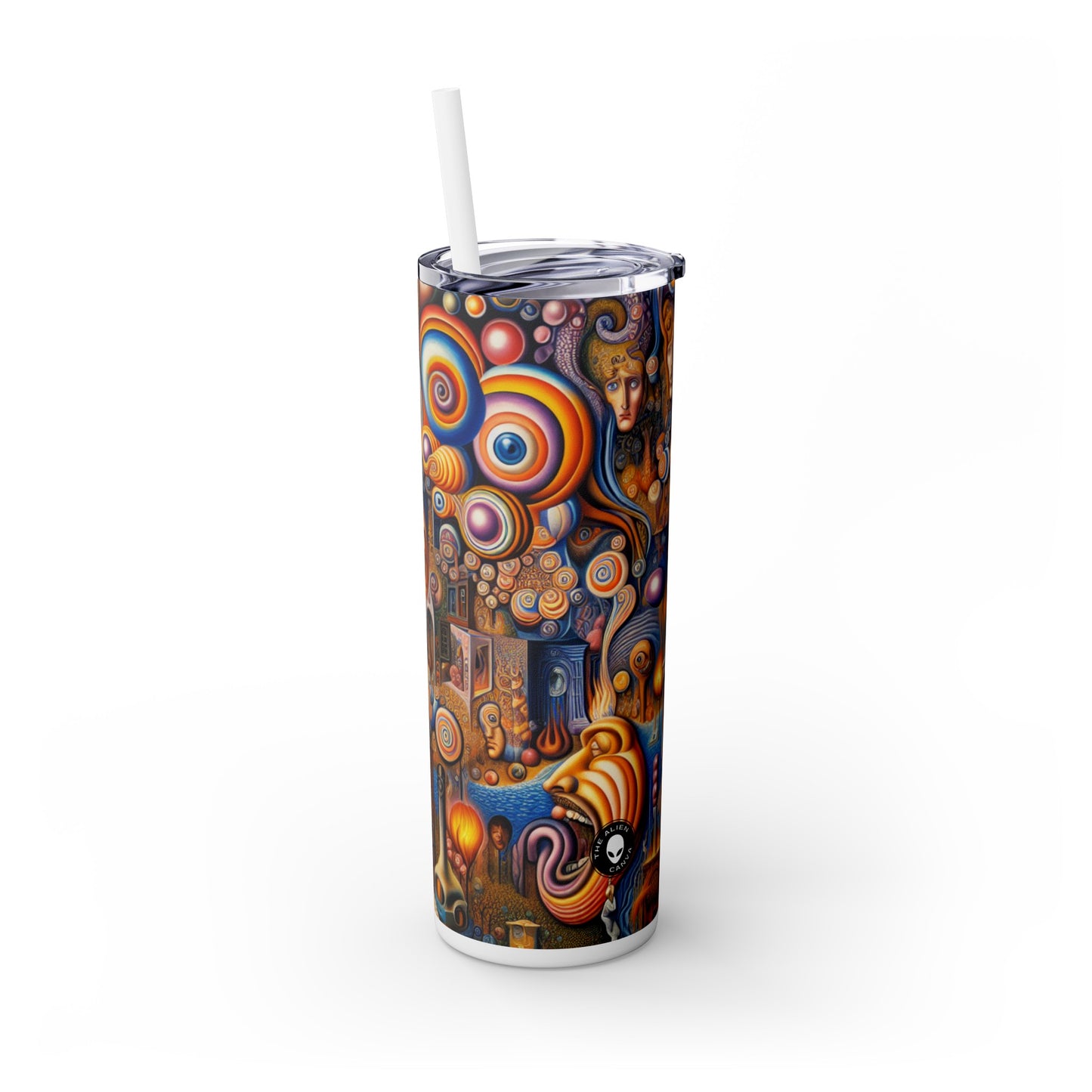 "Melted Time: A Whimsical Dance of Dreams" - The Alien Maars® Skinny Tumbler with Straw 20oz Surrealism