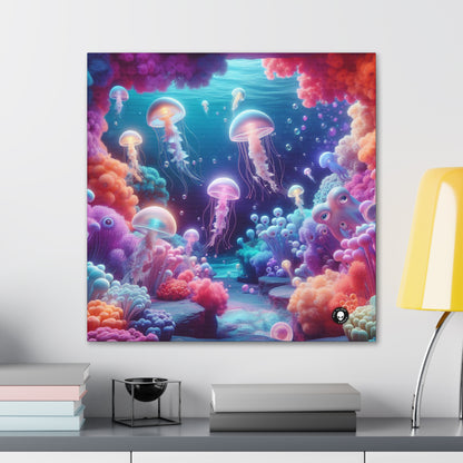 Enchanting Underwater Realm: Glowing Jellyfish and Curious Octopus - The Alien Canva