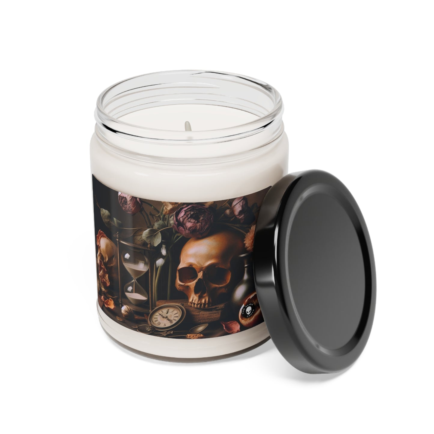 "Fleeting Beauty: A Vibrant Vanitas Painting Depicting the Passage of Time and Transient Nature of Life" - The Alien Scented Soy Candle 9oz Vanitas Painting