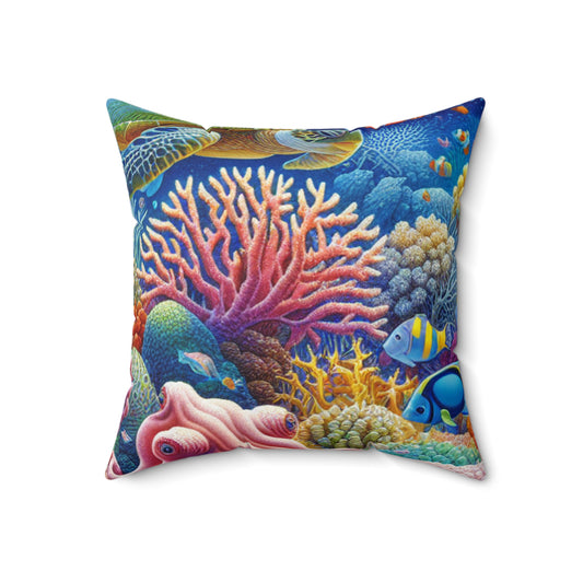 "Tropical Paradise: Underwater Wonderland"- The Alien Spun Polyester Square Pillow