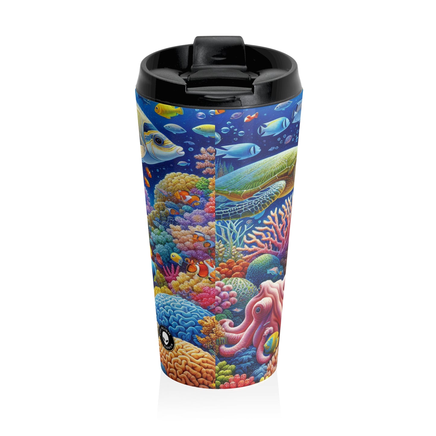 "Paraíso tropical: país de las maravillas submarinas": taza de viaje de acero inoxidable de Alien