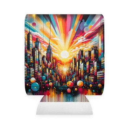 "Cityscape Sunrise" - The Alien Can Cooler Sleeve Street Art / Style Graffiti