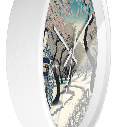 "Blossoming Sky" - L'horloge murale extraterrestre Ukiyo-e (impression japonaise sur bois)