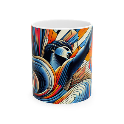 "Renaissance dynamique : un portrait remoderniste d'un super-héros moderne" - La tasse en céramique Alien 11oz Remodernisme