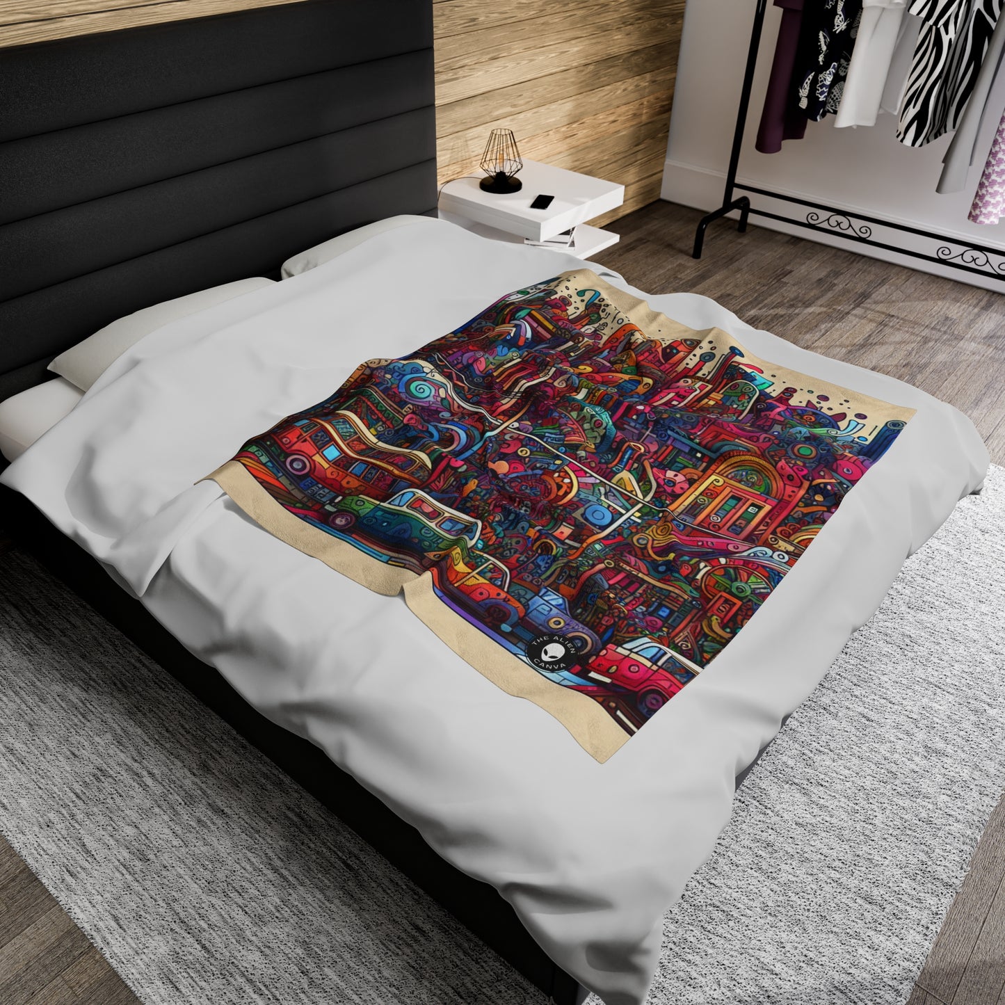 "Unidad en la diversidad: un mural de graffiti del reino animal" - The Alien Velveteen Plush Blanket Graffiti Art