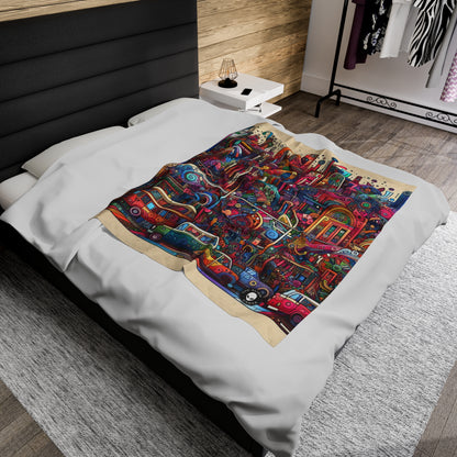 "Unity in Diversity: A Graffiti Mural of the Animal Kingdom" - The Alien Velveteen Plush Blanket Graffiti Art