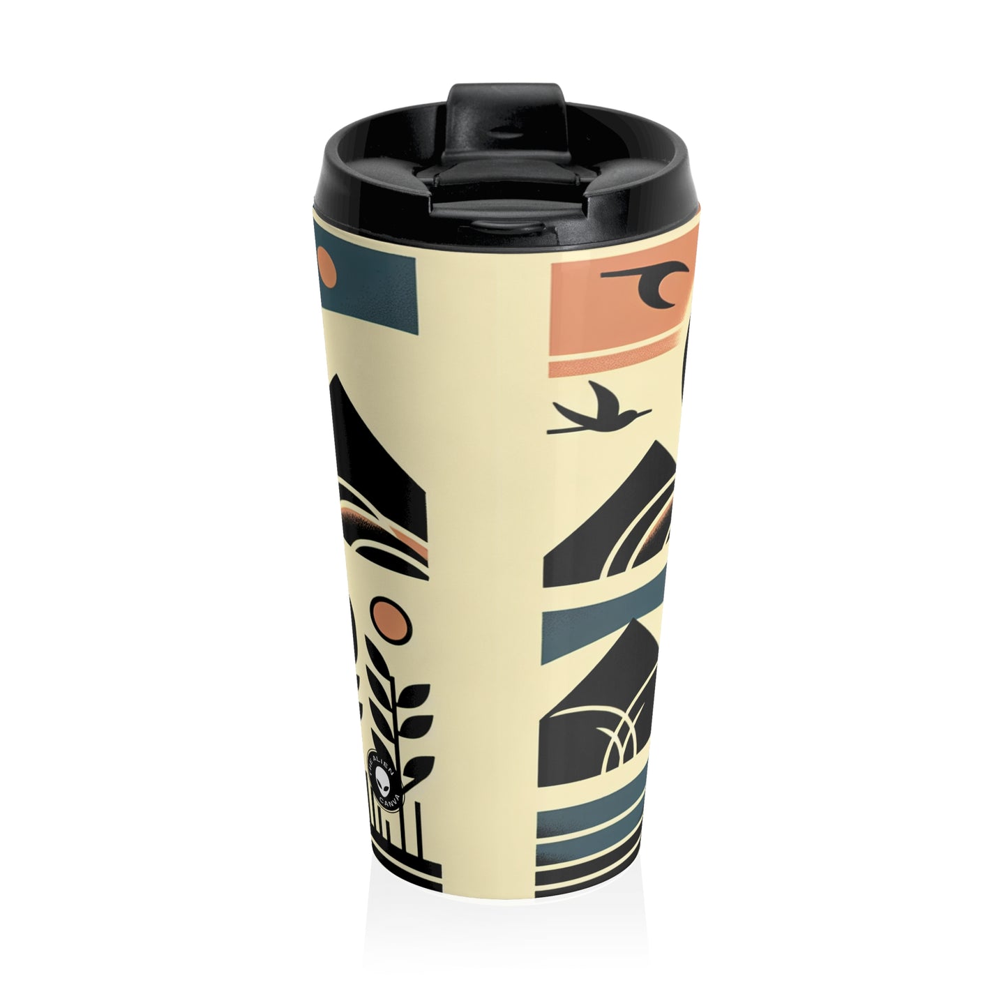 "Serenity in Geometry: Ocean Sunset" - The Alien Stainless Steel Travel Mug Minimalism