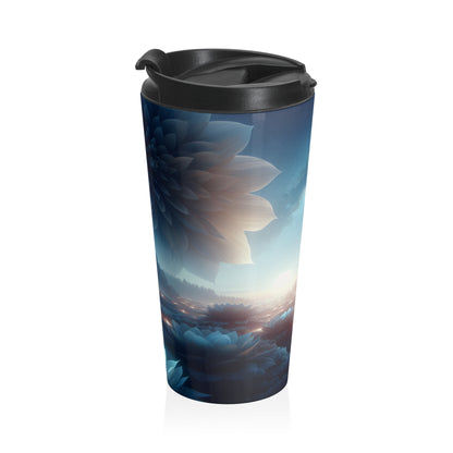 "Midnight Blooms: The Glow of Giant Flowers" - The Alien Stainless Steel Travel Mug