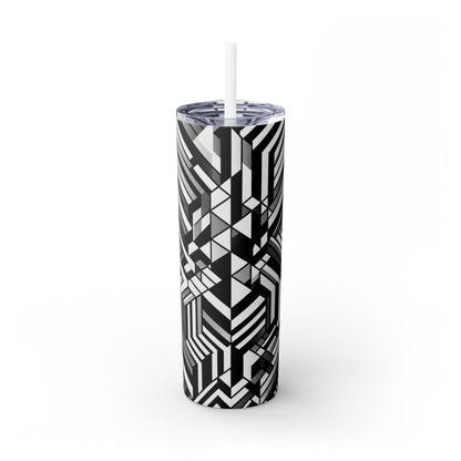 "Perception en mouvement : un chef-d'œuvre époustouflant de l'Op Art" - The Alien Maars® Skinny Tumbler avec paille 20oz Op Art