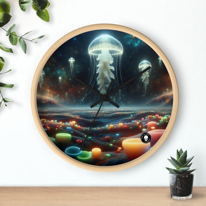 Paisaje onírico de medusas: el reloj de pared extraterrestre