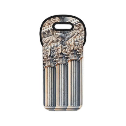 "3D Wall Columns: An Architectural Artpiece" - The Alien Wine Tote Bag Trompe-l'oeil Style