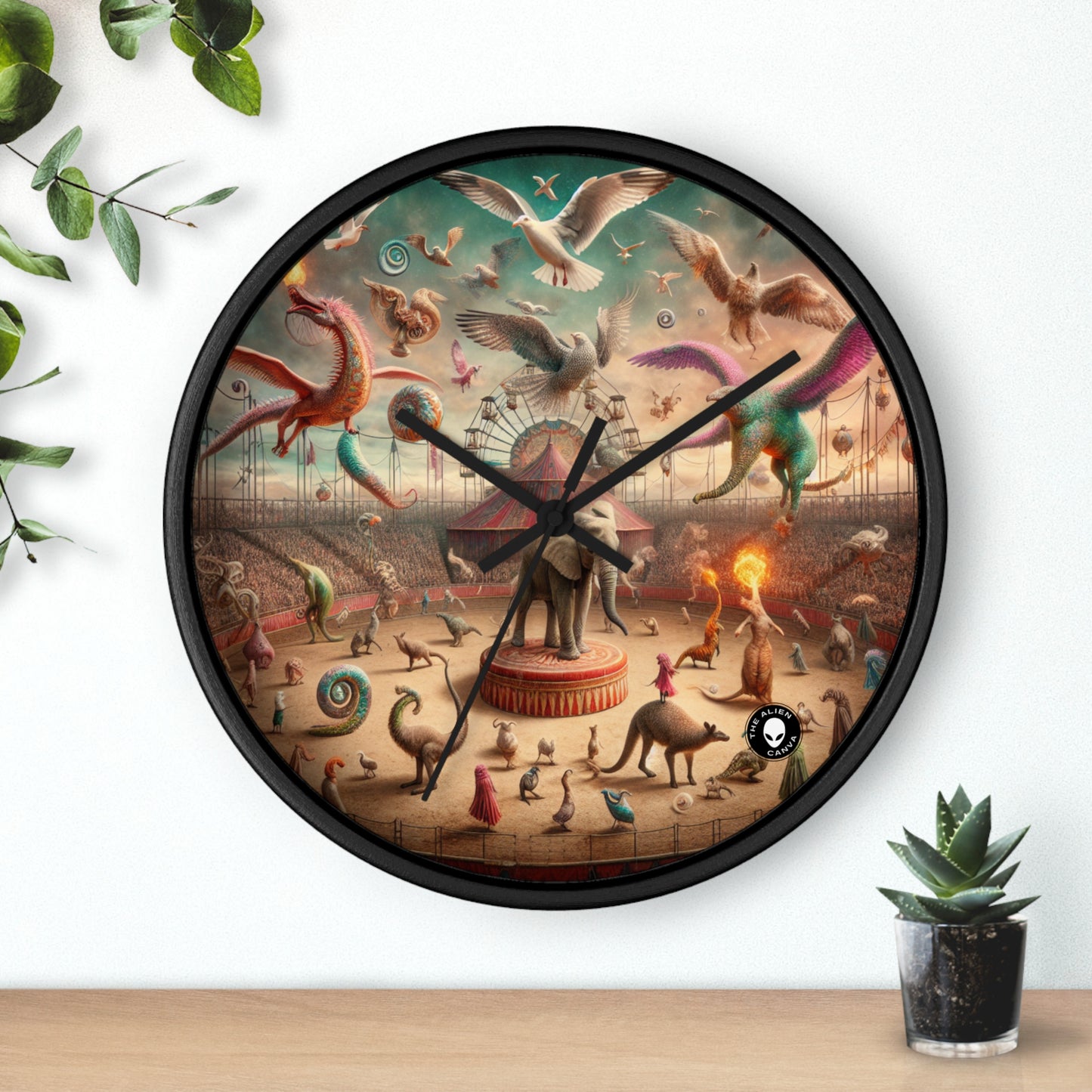 "Fantasy Circus: Where Animal Performers Entertain Mythical Attendees" - The Alien Wall Clock