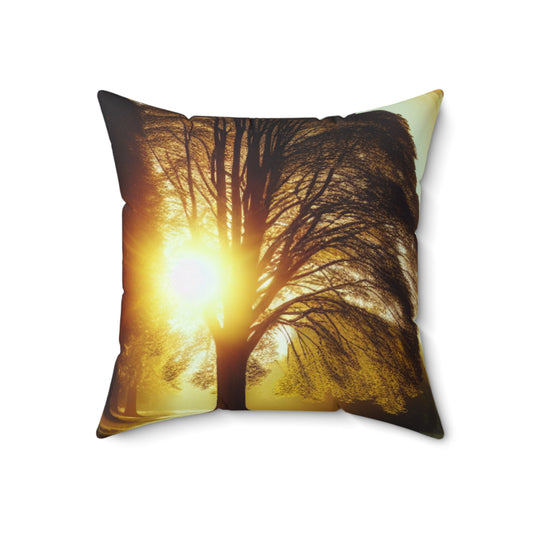 "Rebirth of the Forest: A Recycled Ecosystem"- The Alien Spun Polyester Square Pillow Environmental Art