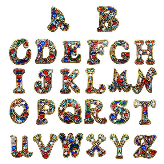 Lettres de l'alphabet simples, porte-clés, peinture au diamant