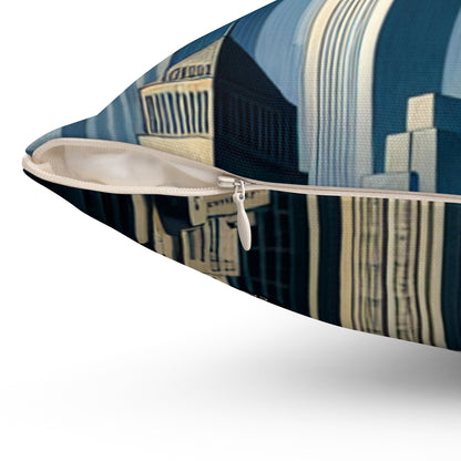 « Métropole moderne : une perspective de précision » - Le précisionisme de l'oreiller carré en polyester filé Alien