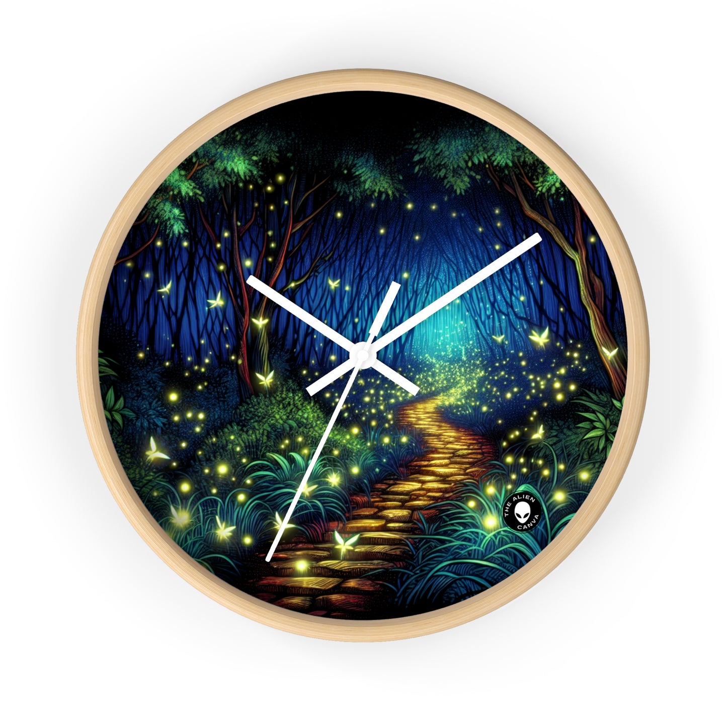 « Forêt enchantée : lueur nocturne » – L'horloge murale extraterrestre