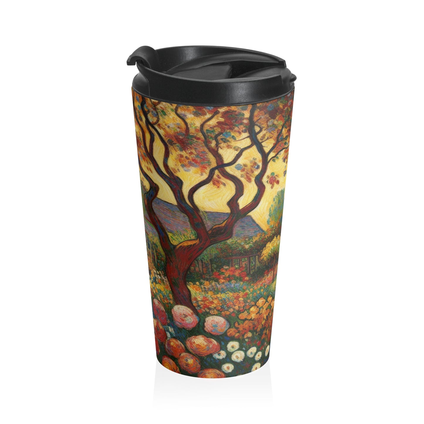 "Fauvist Garden Oasis" - The Alien Stainless Steel Travel Mug Fauvism Style