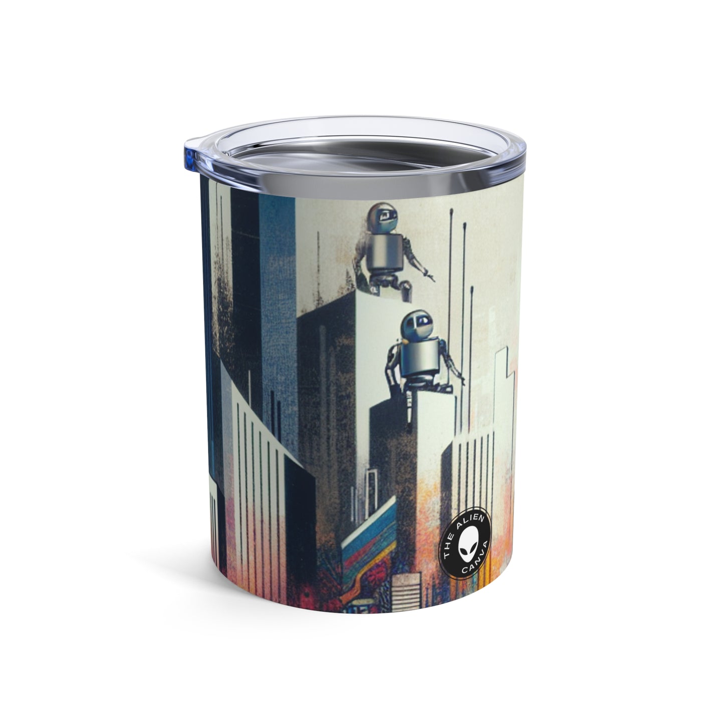 "Paysage urbain robotique : une peinture murale futuriste" - The Alien Tumbler 10oz Street Art / Graffiti