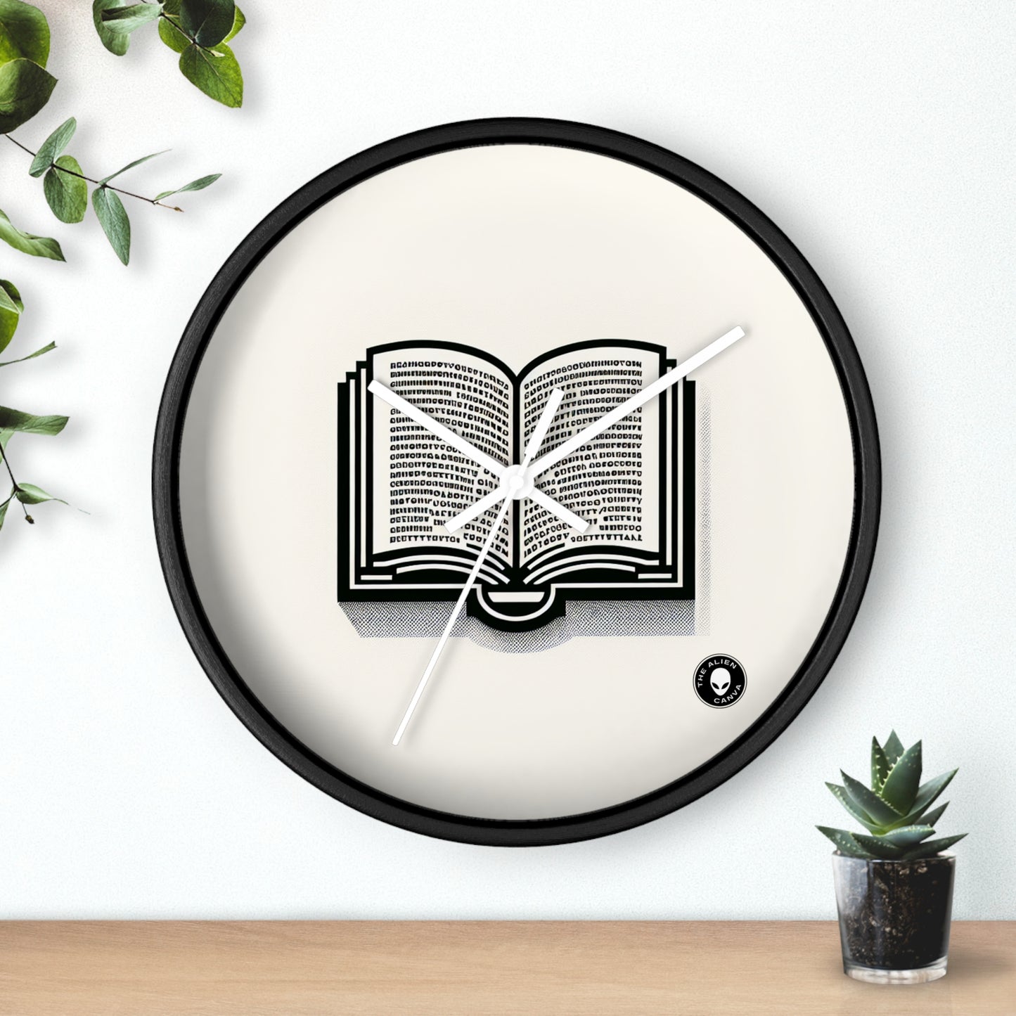 "A Singular Story: Monochrome Typography" - The Alien Wall Clock Minimalism